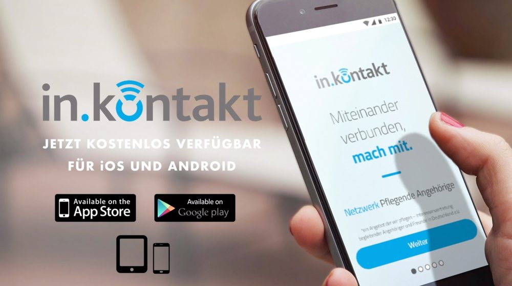Smartphone mit geöffneter App in.kontakt